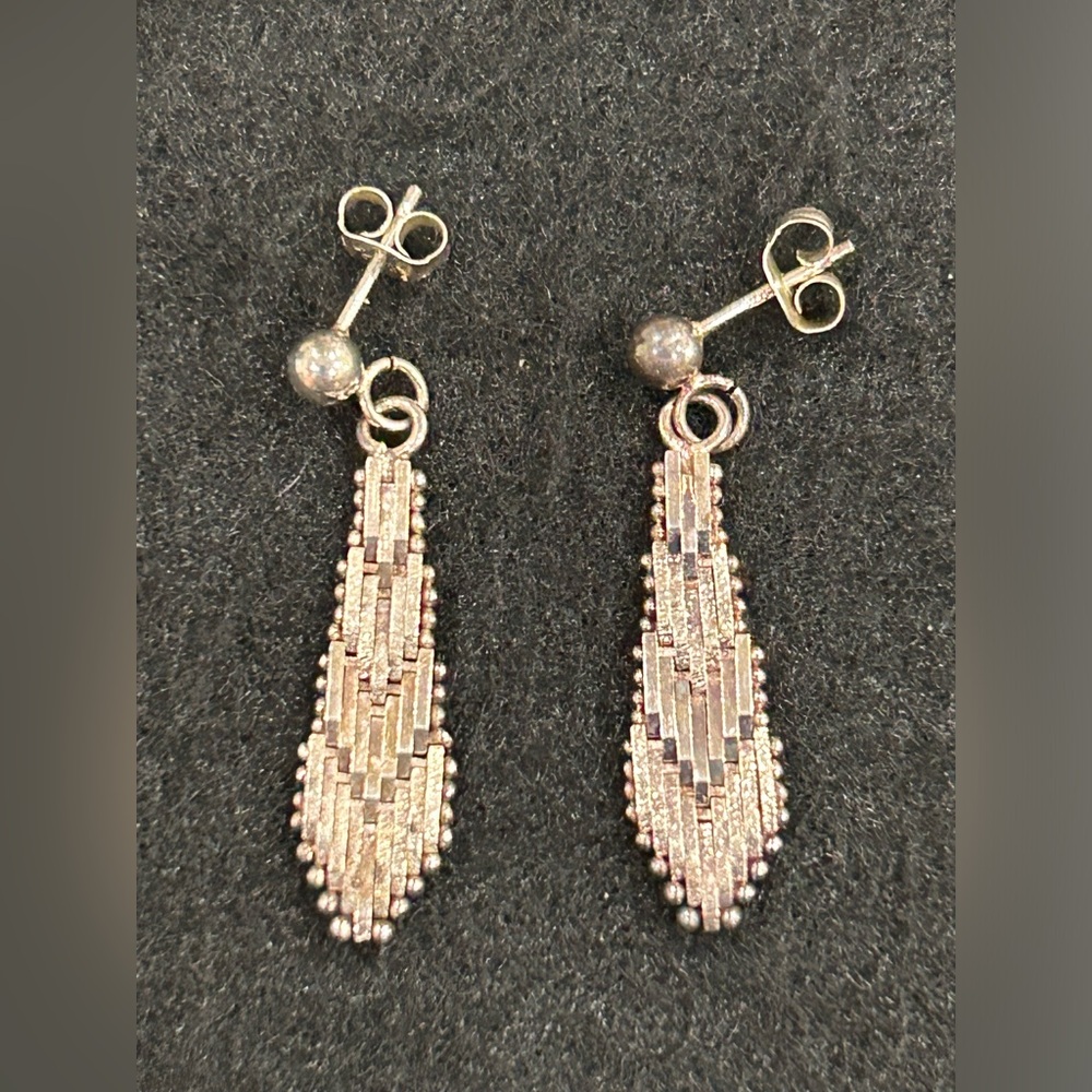 Vintage Sterling Mesh Dangle Post Earrings
